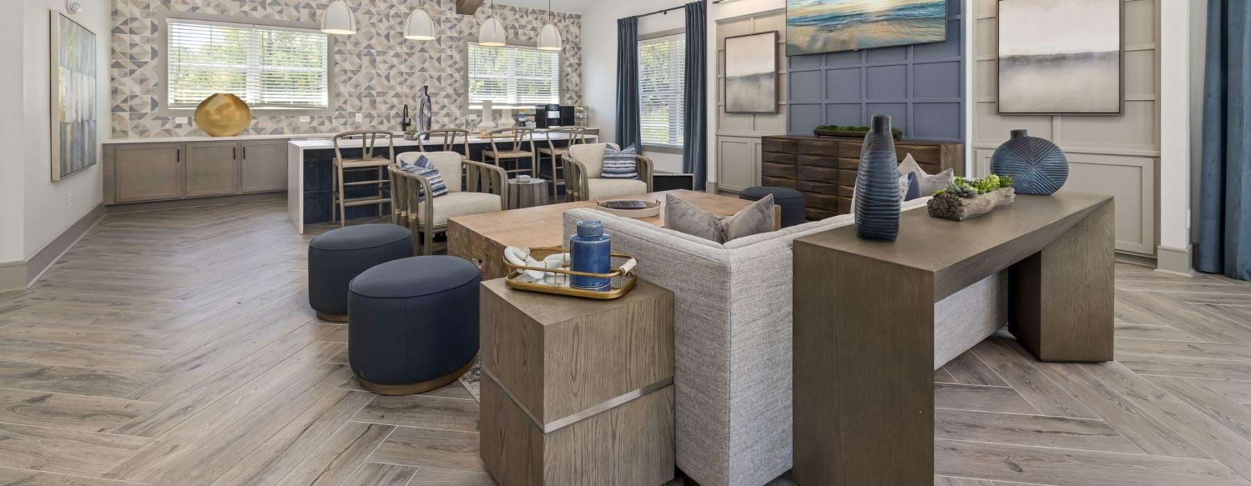 a room with a table and chairs