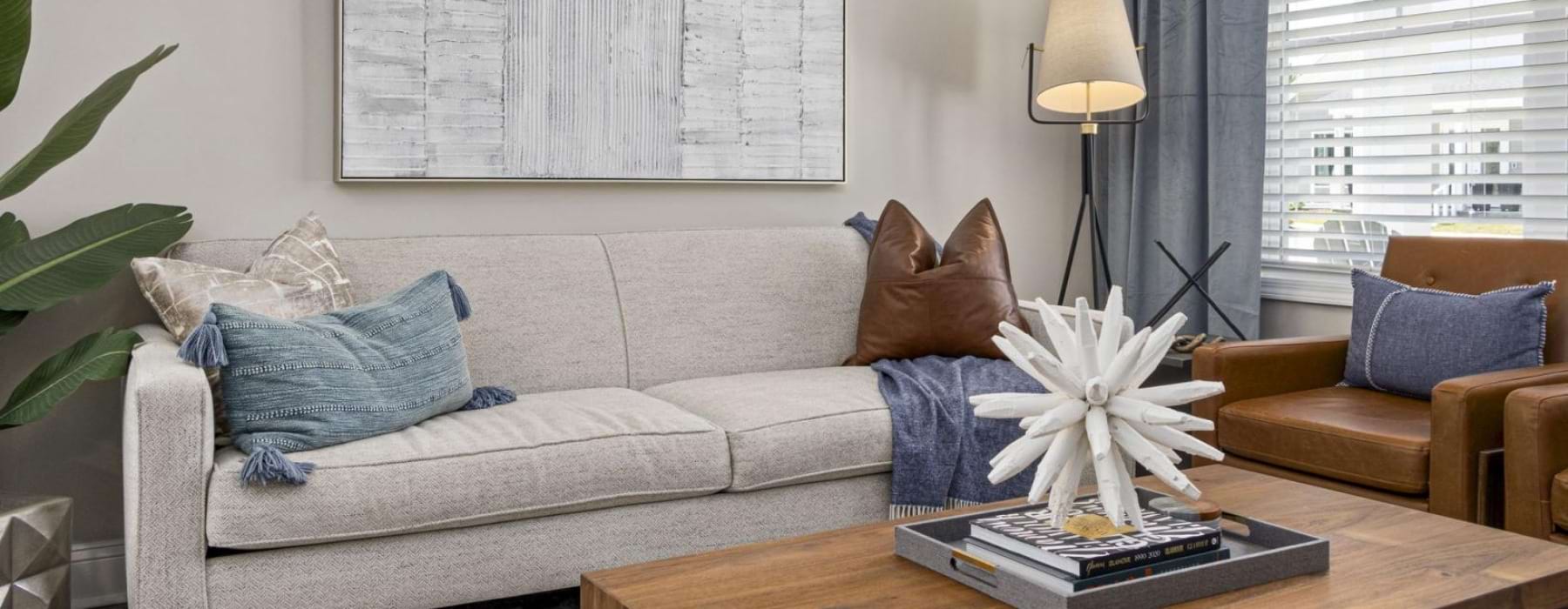 a living room with a whiteboard
