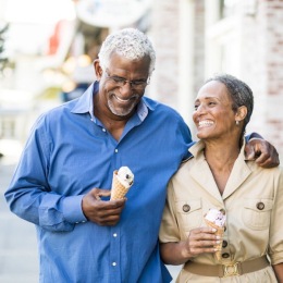 a couple eating ice cream